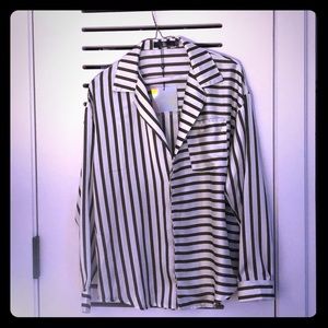 Missguided striped oversized silky button down